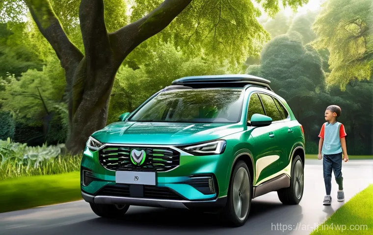 하이브리드 차량의 기술적 장점 - **Prompt 1: Urban Efficiency and Serenity**
    A highly detailed, realistic image of a sleek, moder...