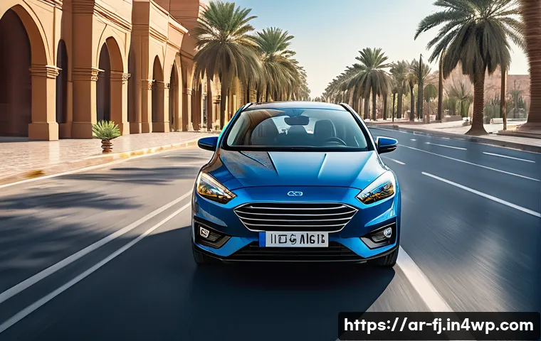 하이브리드 차량의 성능을 높이는 연비 주행 팁 - A modern hybrid car driving smoothly on a sunny urban road in an Arabic city, featuring traditional ...