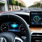 Home 20 하이브리드 차량을 위한 필수 액세서리 - A sleek hybrid car dashboard featuring a modern digital fuel consumption monitor displaying real-tim...